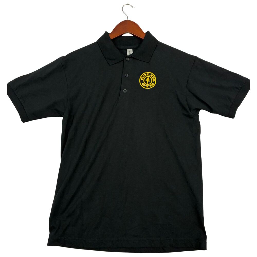 Gold's Gym Polo Shirt Mens Medium Black Gildan DryBlend Embroidered Logo